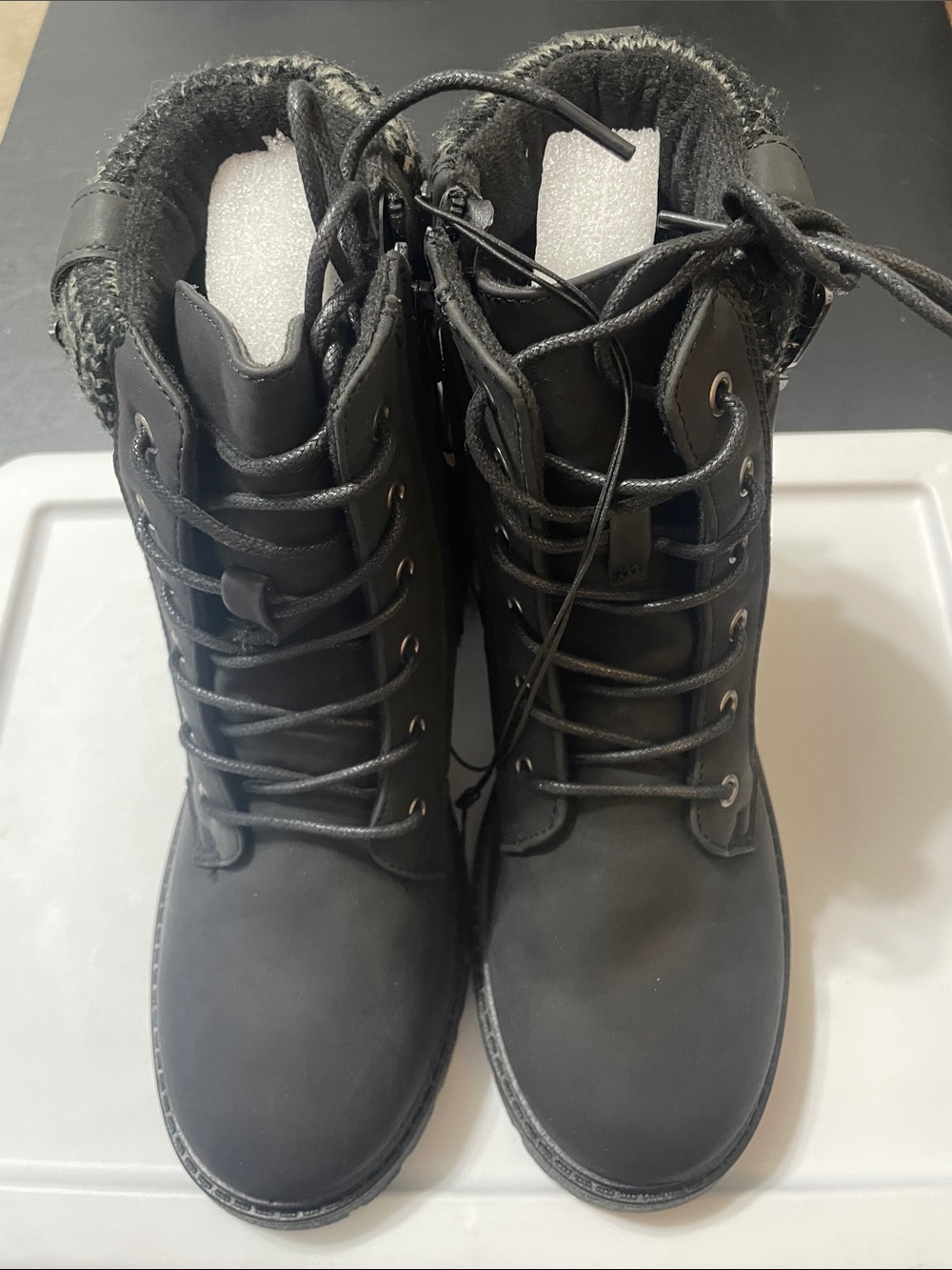 Pop Vega Black Smooth Boots w zipper NWT no box original price $90